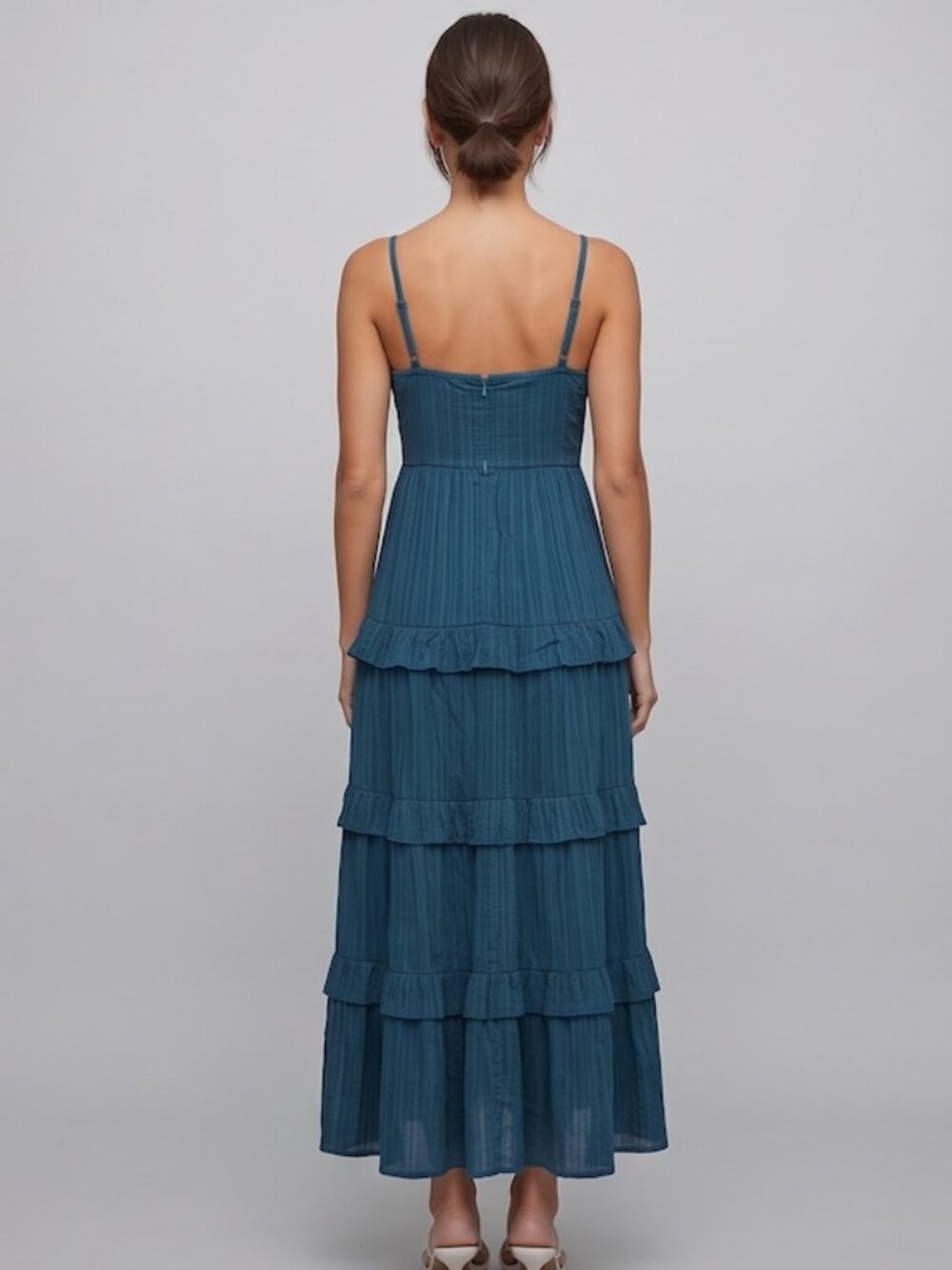 Floral Embroidered Layered Hem Cami Dress Blue - Picture 4 of 11